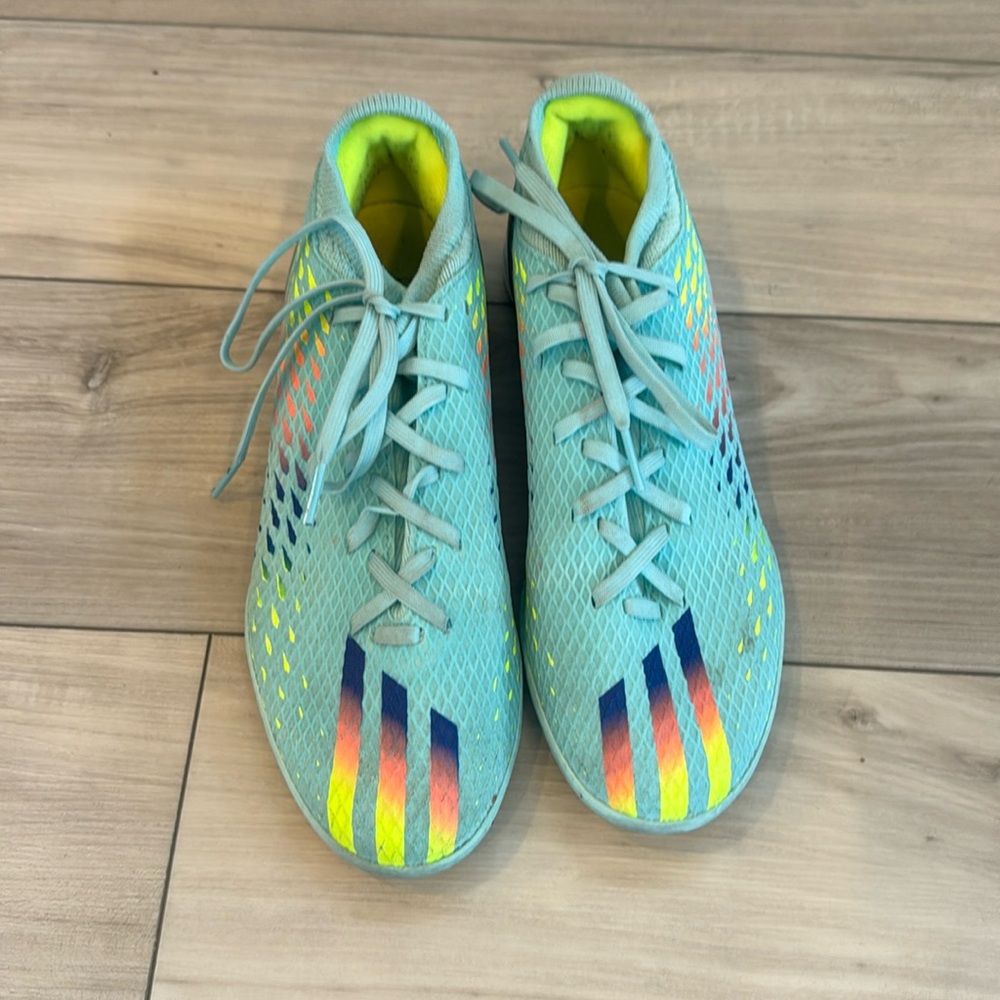 adidas Men's Light Blue Neon Yellow Gradient Athletic Shoes